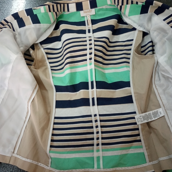 Laundry by Shelli Segal Striped Blazer Blue Green - Picture 7 of 10
